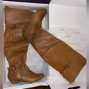 ALDO “Buro” cognac brown over the knee boots, size 7.5, NEW!